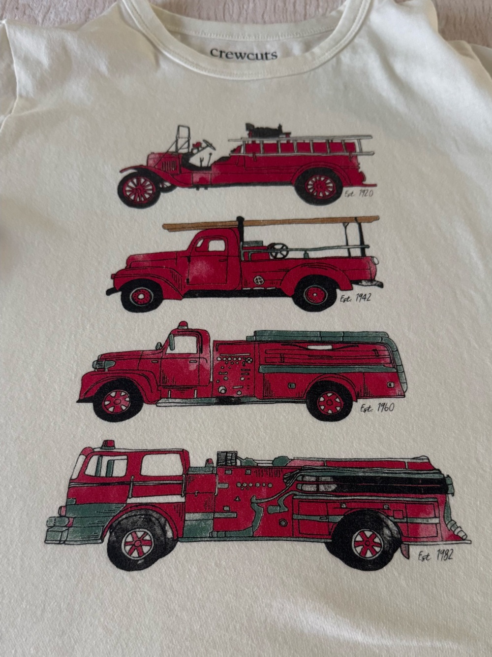 Crewcuts Red Vintage Fire Truck Stack Tee